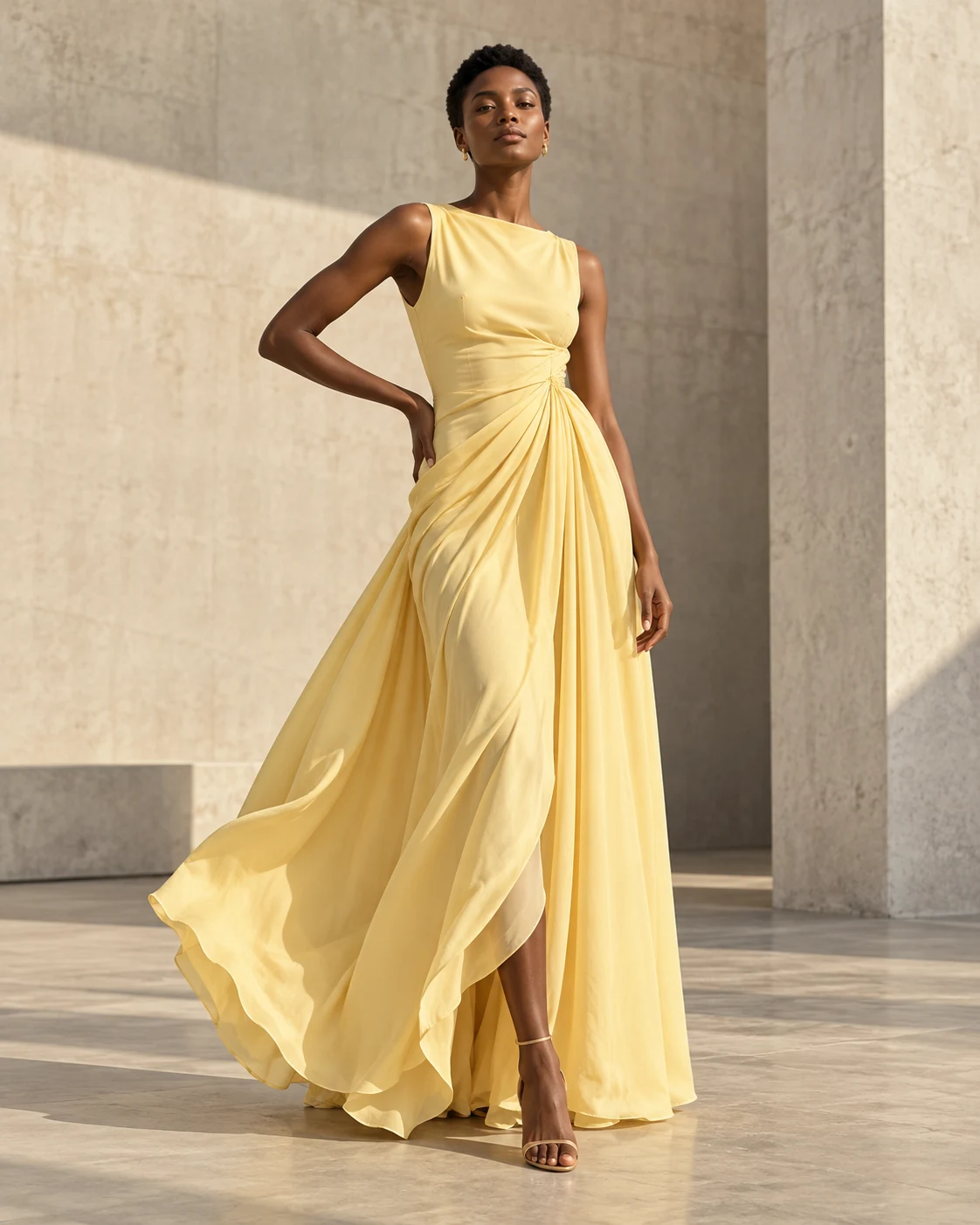 AI-generated butter yellow fashion concept